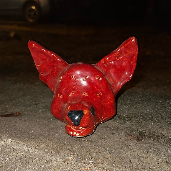 Other - 3/$15 Handmade Pottery Ceramic Red Wolf Dog